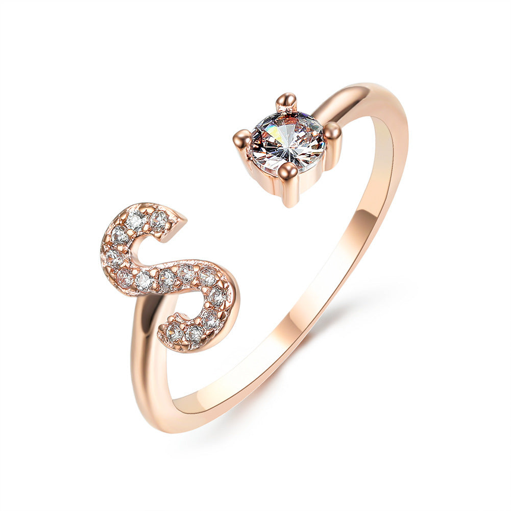New Design Adjustable 26 Initial Letter Ring Fashion Jewelry For Women Simple Elegant Jewelry El Pazar