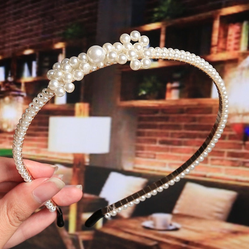 Bride's Hair Accessories Women's Handwoven Knotty Pearl Headband Japanese Korean Headdress Bow Hair Clip Crown Headband eprolo