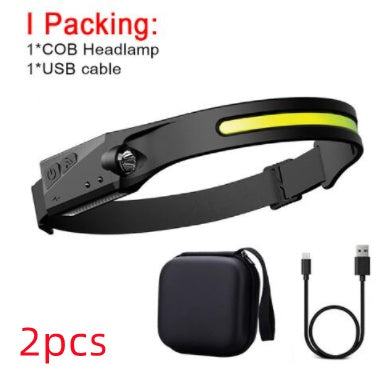 COB LED Induction Riding Headlamp Flashlight USB Rechargeable Waterproof Camping Headlight With All Perspectives Hunting Light El Pazar