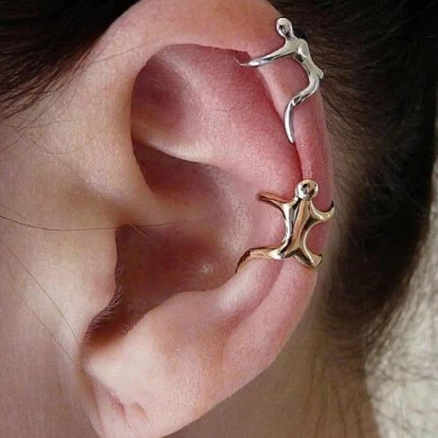 1PC Gold Color Silver Color Figure Shaped Earrings Ear Clip Climbing Climber Ear Cuff Non Pierced Ear Clip Cartilage Earrings eprolo