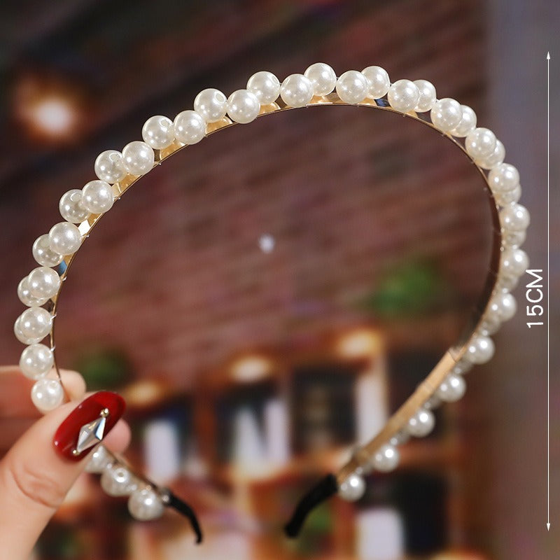 Bride's Hair Accessories Women's Handwoven Knotty Pearl Headband Japanese Korean Headdress Bow Hair Clip Crown Headband eprolo