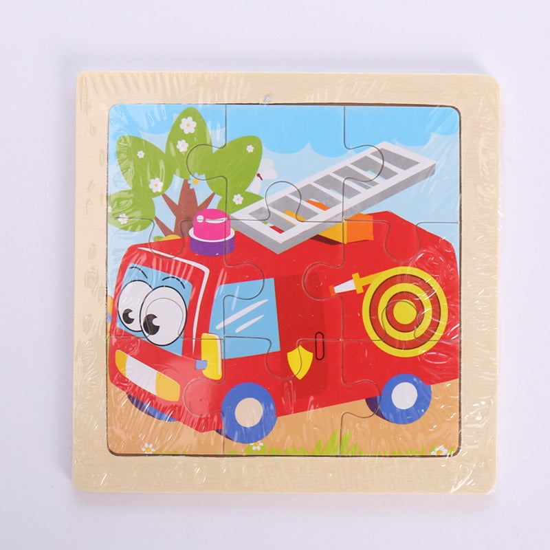 9 Pieces Of Wooden Children's Puzzle Toys Early Childhood Educational Cartoon Animal Transportation Cognitive Puzzle Board eprolo