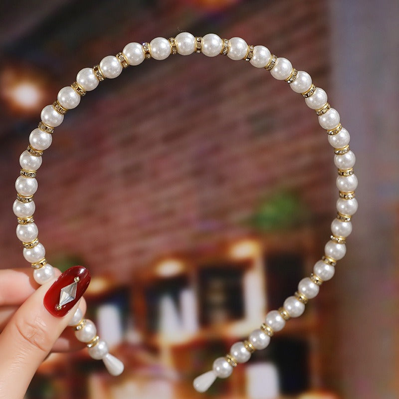 Bride's Hair Accessories Women's Handwoven Knotty Pearl Headband Japanese Korean Headdress Bow Hair Clip Crown Headband eprolo