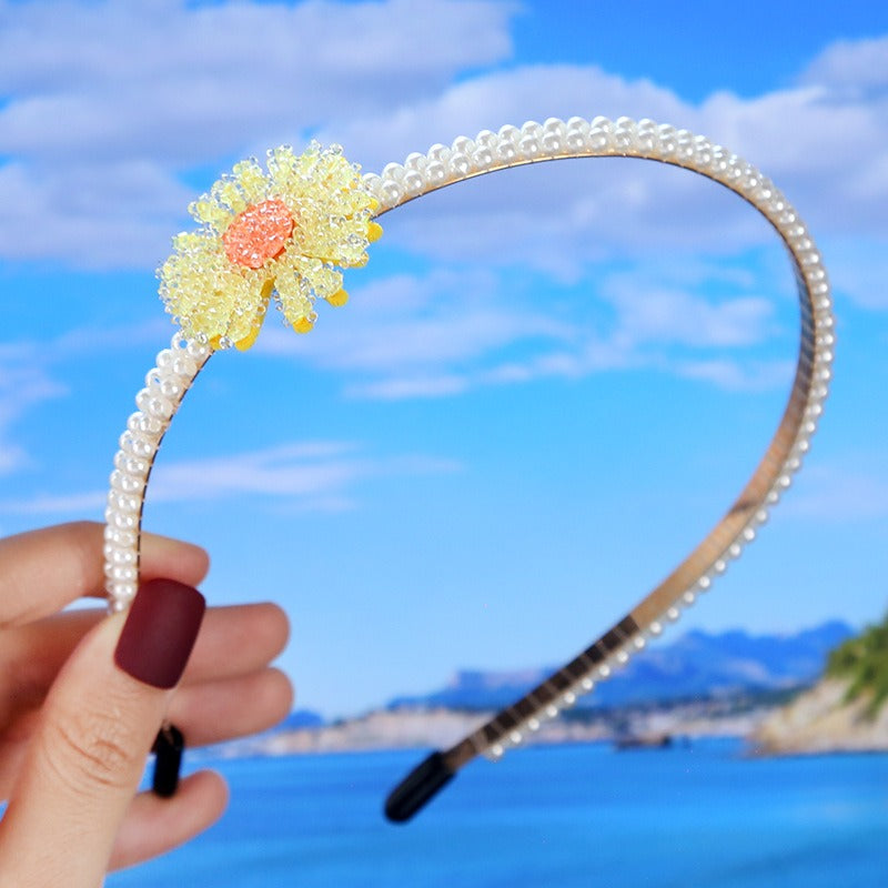 Bride's Hair Accessories Women's Handwoven Knotty Pearl Headband Japanese Korean Headdress Bow Hair Clip Crown Headband eprolo