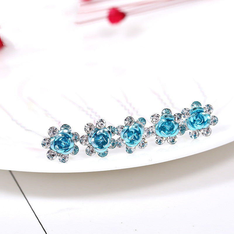 Alloy Rhinestone Tuck Comb Rose Diamond Hair Comb Stylish Hair Accessories Accessories El Pazar