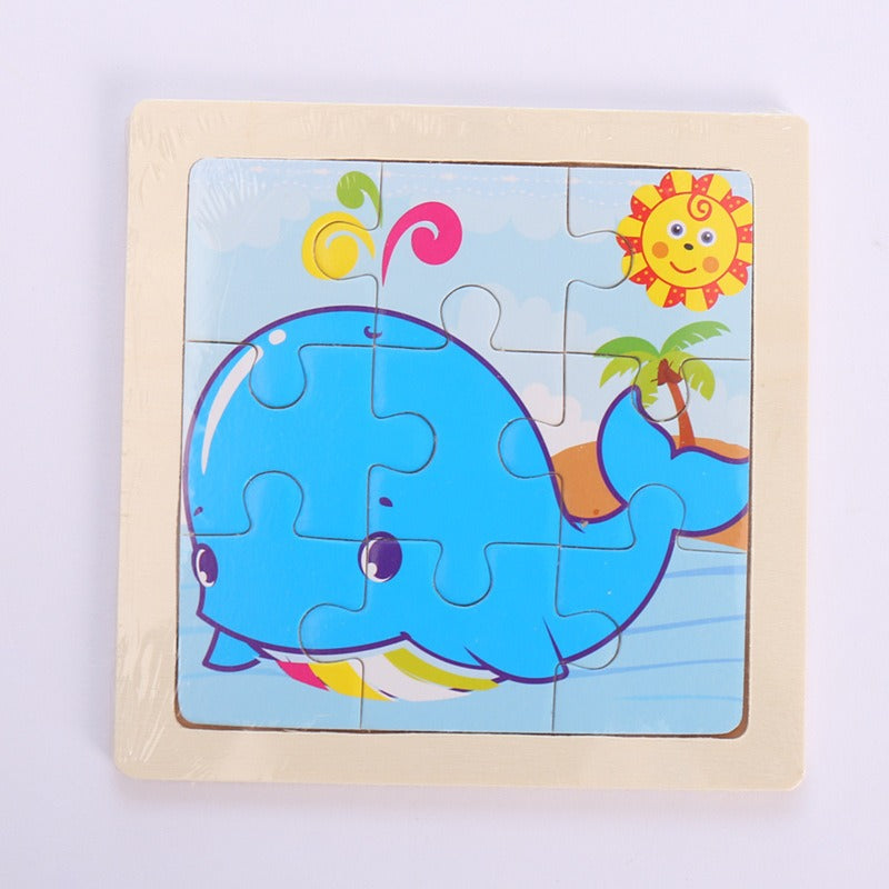 9 Pieces Of Wooden Children's Puzzle Toys Early Childhood Educational Cartoon Animal Transportation Cognitive Puzzle Board eprolo