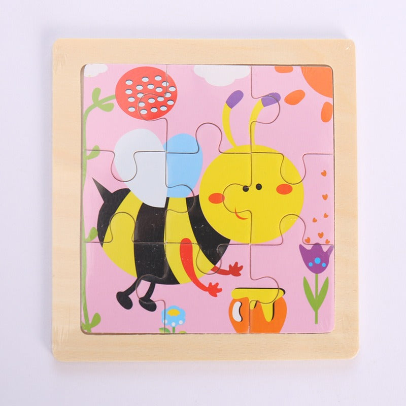 9 Pieces Of Wooden Children's Puzzle Toys Early Childhood Educational Cartoon Animal Transportation Cognitive Puzzle Board eprolo