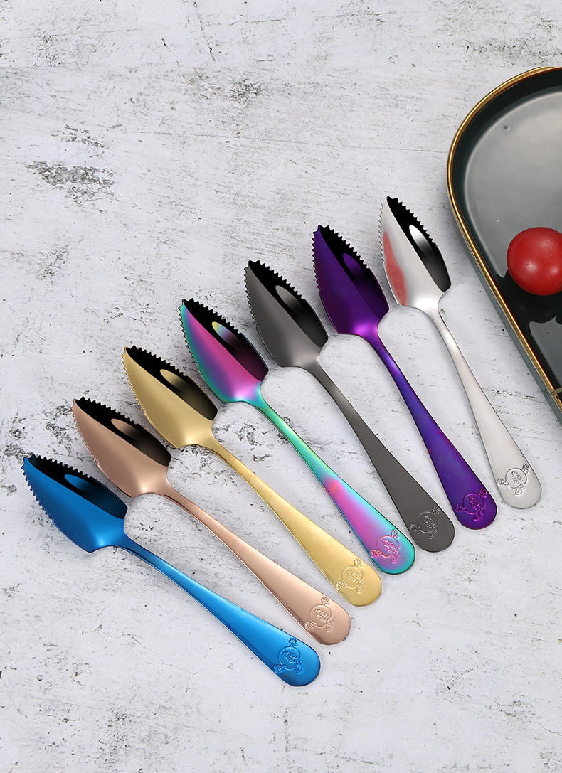 Stainless Steel Fruit Scraping Mud Spoon Creative Grapefruit Spoon Baby Food Supplement Dredging Spoon Shovel Spoon Gift eprolo
