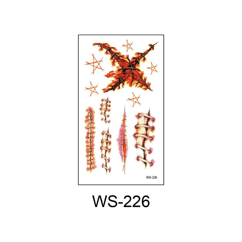 Waterproof Halloween horror wound scar face disposable temporary tattoo scar tattoo sticker eprolo