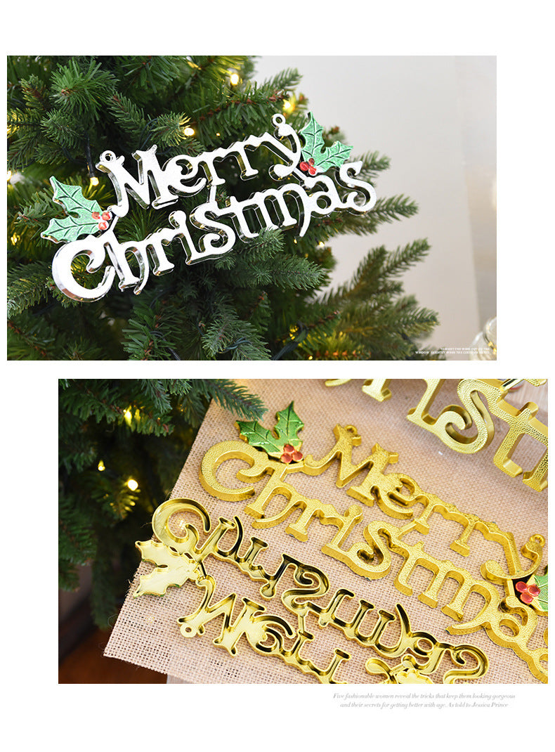 Christmas 14-60cm Three-Dimensional English Decorative Sign English Letter Sign Christmas Tree Decorative Sign Letter Pendant eprolo