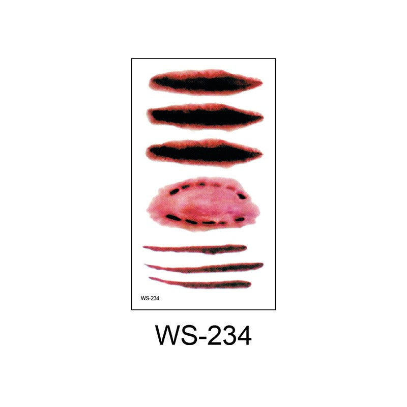 Waterproof Halloween horror wound scar face disposable temporary tattoo scar tattoo sticker eprolo