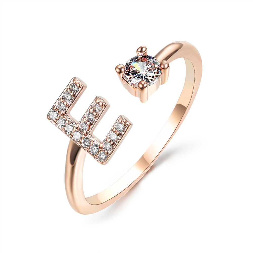 New Design Adjustable 26 Initial Letter Ring Fashion Jewelry For Women Simple Elegant Jewelry El Pazar