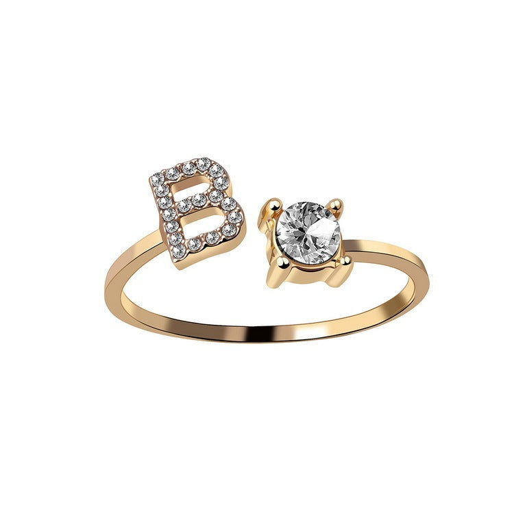 New Design Adjustable 26 Initial Letter Ring Fashion Jewelry For Women Simple Elegant Jewelry El Pazar