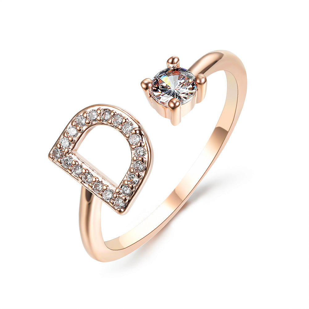 New Design Adjustable 26 Initial Letter Ring Fashion Jewelry For Women Simple Elegant Jewelry El Pazar