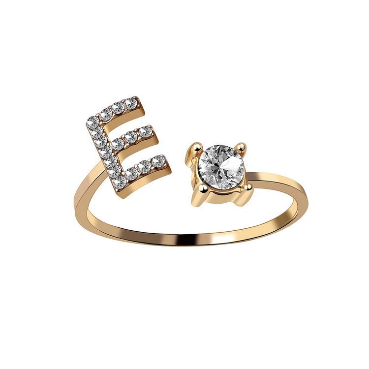 New Design Adjustable 26 Initial Letter Ring Fashion Jewelry For Women Simple Elegant Jewelry El Pazar