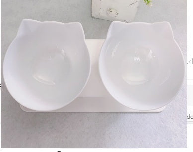 Non Slip Double Cat Bowl With Raised Stand Pet Food Cat Feeder Protect Cervical Vertebra Dog Bowl Transparent Pet Products El Pazar