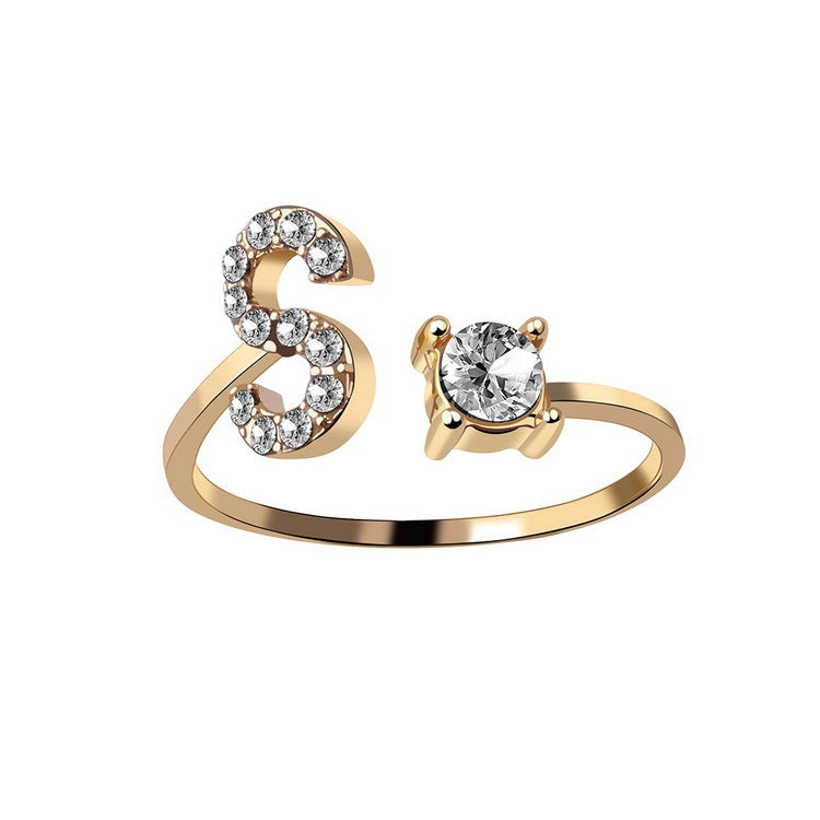 New Design Adjustable 26 Initial Letter Ring Fashion Jewelry For Women Simple Elegant Jewelry El Pazar