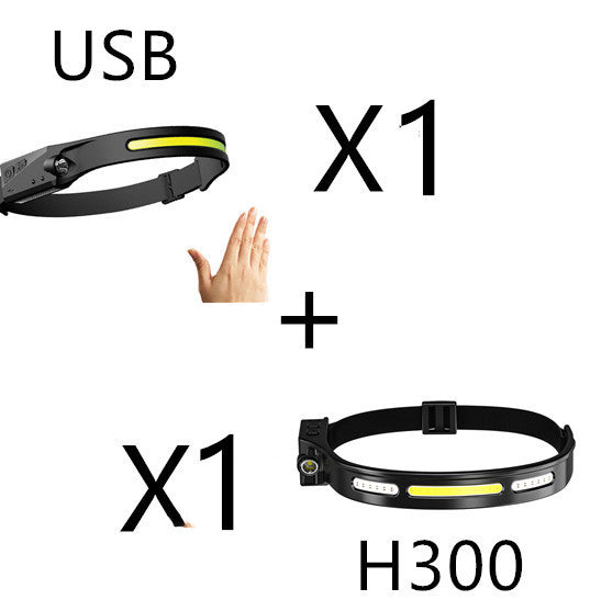 COB LED Induction Riding Headlamp Flashlight USB Rechargeable Waterproof Camping Headlight With All Perspectives Hunting Light El Pazar