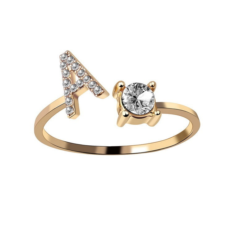 New Design Adjustable 26 Initial Letter Ring Fashion Jewelry For Women Simple Elegant Jewelry El Pazar
