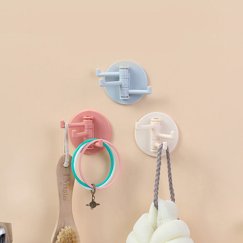 Rotating Hook Three Hooks Strong Viscose Towel Rack Bathroom Wall Rack Free Punching No Trace Sticky Hook eprolo