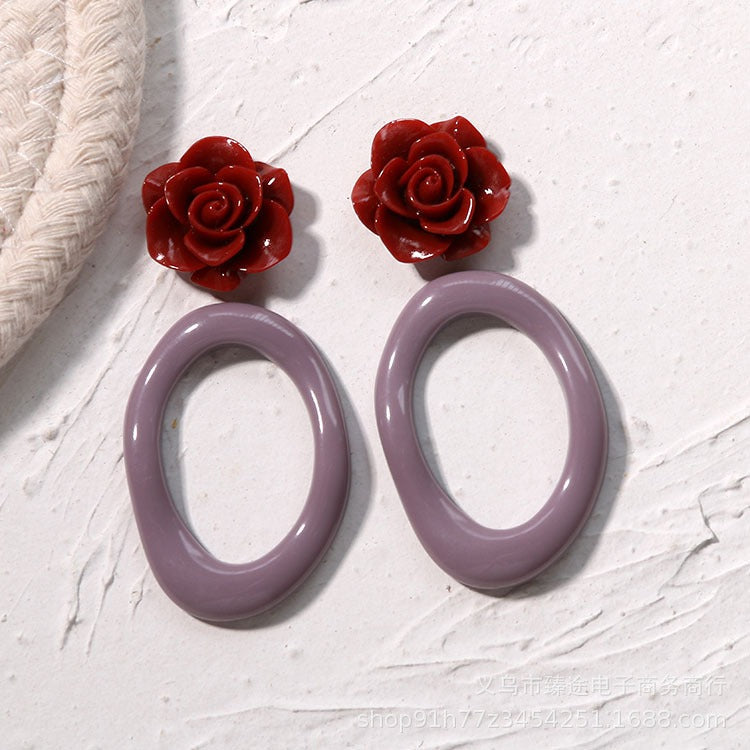 Irregular oval hollow ring frame resin accessories DIY handmade earring headwear material eprolo