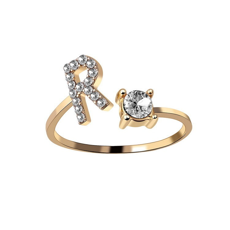 New Design Adjustable 26 Initial Letter Ring Fashion Jewelry For Women Simple Elegant Jewelry El Pazar