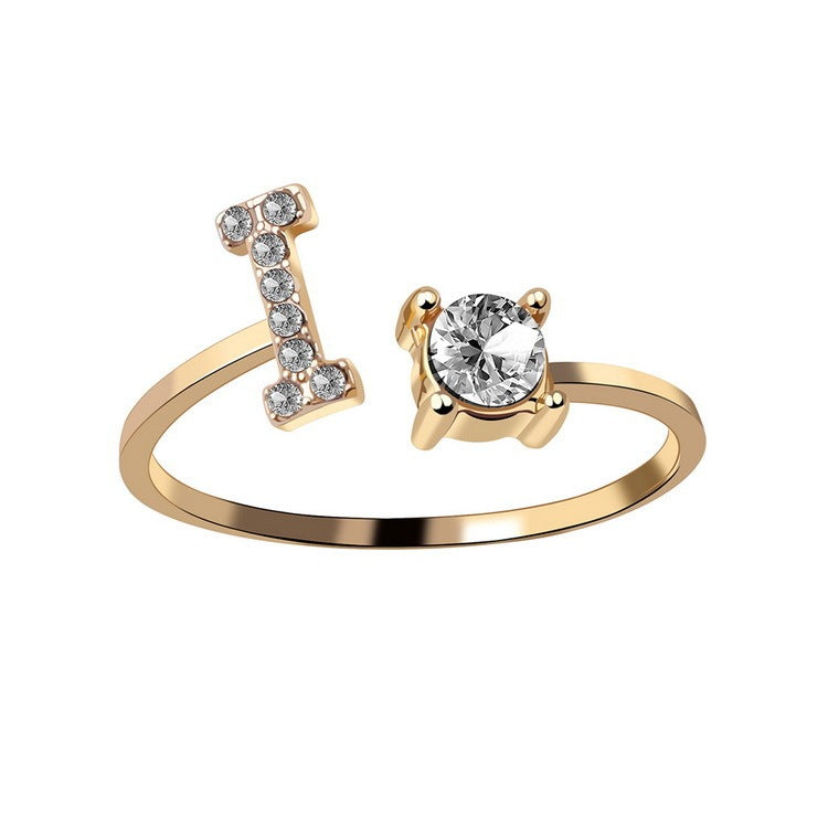 New Design Adjustable 26 Initial Letter Ring Fashion Jewelry For Women Simple Elegant Jewelry El Pazar