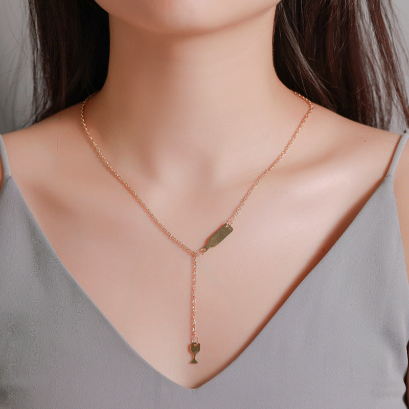 Creative wine bottle wine cup Necklace girl El Pazar