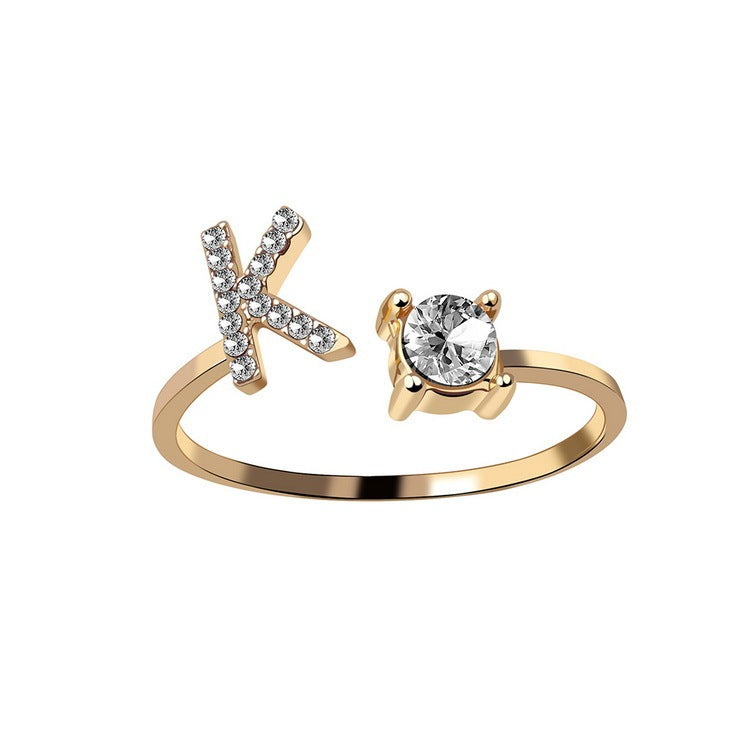 New Design Adjustable 26 Initial Letter Ring Fashion Jewelry For Women Simple Elegant Jewelry El Pazar