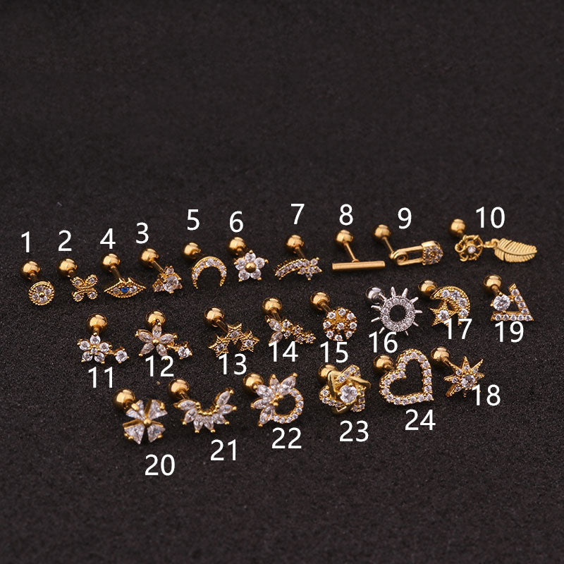 Flower Earring Stainless Steel Screw Earrings Female Zircon Earring El Pazar