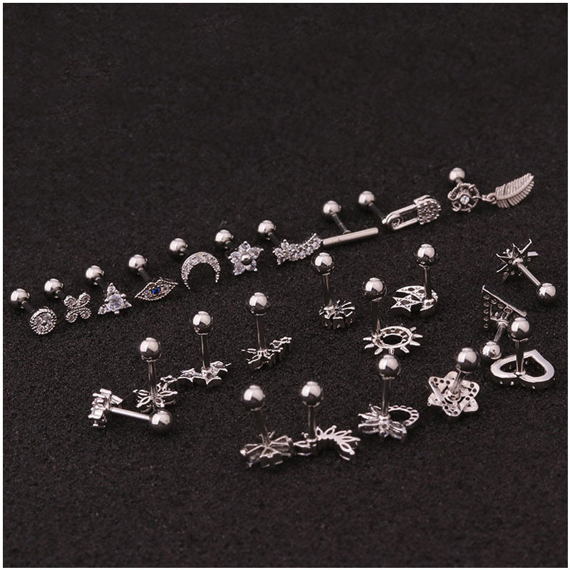 Flower Earring Stainless Steel Screw Earrings Female Zircon Earring El Pazar
