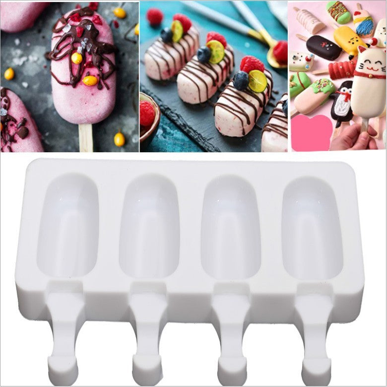 Oval Ice Mould Food Grade White Ice Cream Mould Free Wooden Stick El Pazar