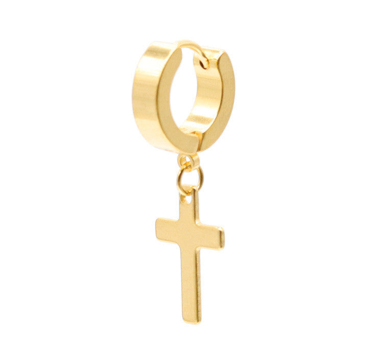 Titanium Steel Men's Cross Earrings Stainless Steel Cross El Pazar