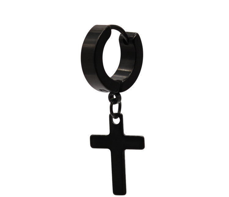 Titanium Steel Men's Cross Earrings Stainless Steel Cross El Pazar