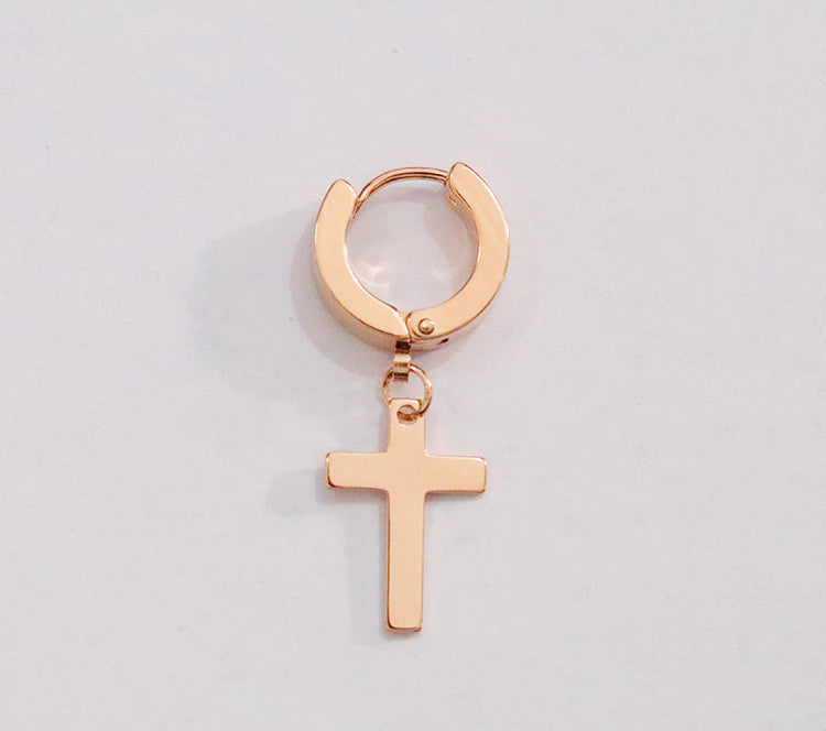 Titanium Steel Men's Cross Earrings Stainless Steel Cross El Pazar