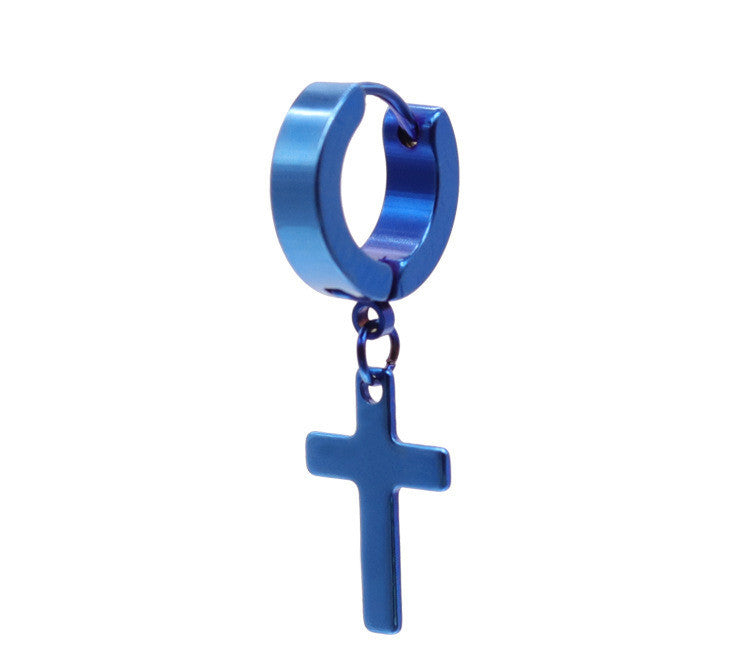 Titanium Steel Men's Cross Earrings Stainless Steel Cross El Pazar