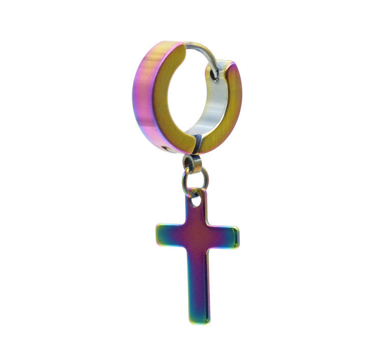 Titanium Steel Men's Cross Earrings Stainless Steel Cross El Pazar