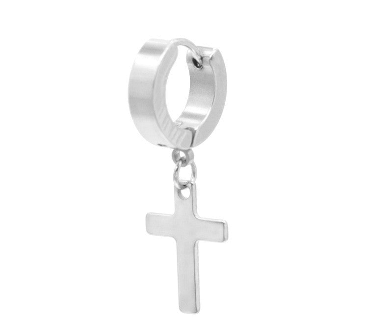 Titanium Steel Men's Cross Earrings Stainless Steel Cross El Pazar