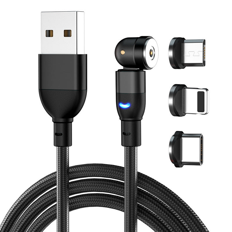 Data Cable 540 Degree Blind Suction Round Magnetic Charging Cable Three-in-one Bent Magnetic Cable El Pazar
