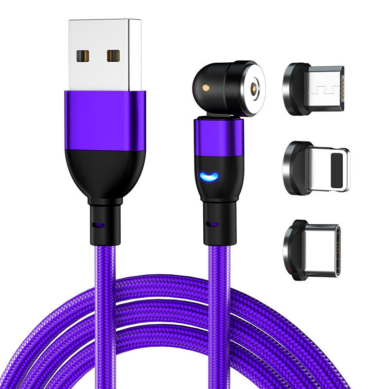 Data Cable 540 Degree Blind Suction Round Magnetic Charging Cable Three-in-one Bent Magnetic Cable El Pazar