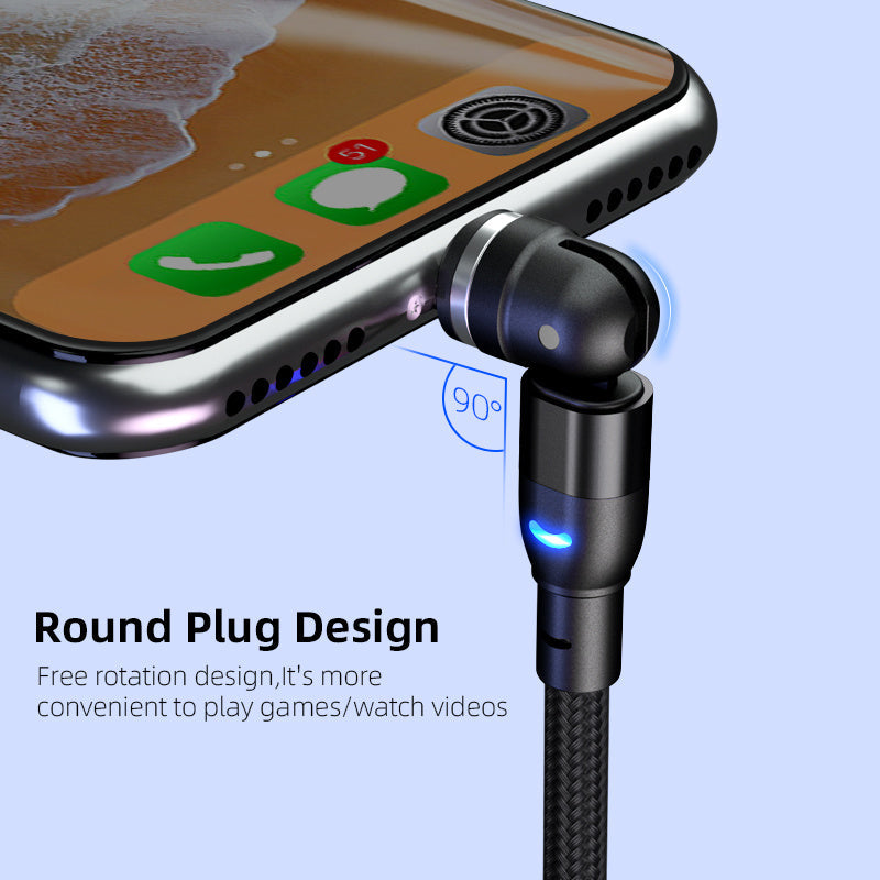 Data Cable 540 Degree Blind Suction Round Magnetic Charging Cable Three-in-one Bent Magnetic Cable El Pazar