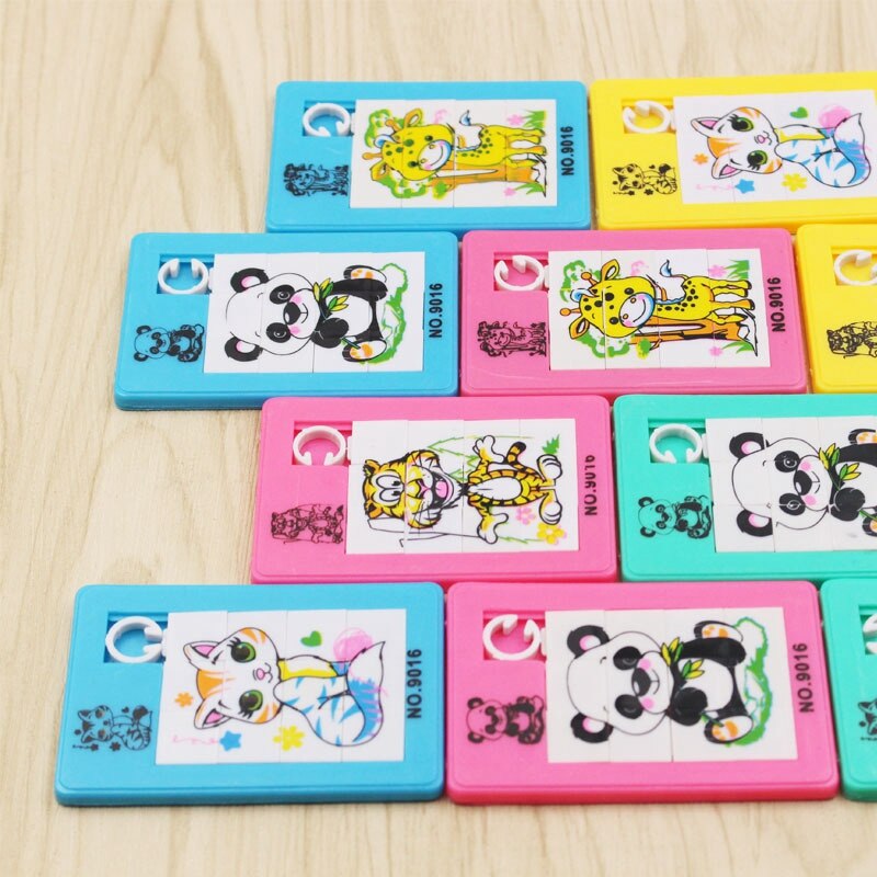 90s Classic Toys Plastic Slide Puzzles Cartoon Animals Panda Tiger Fox Square Mobile Puzzle Jigsaw Educational Toy For Kids Gift eprolo