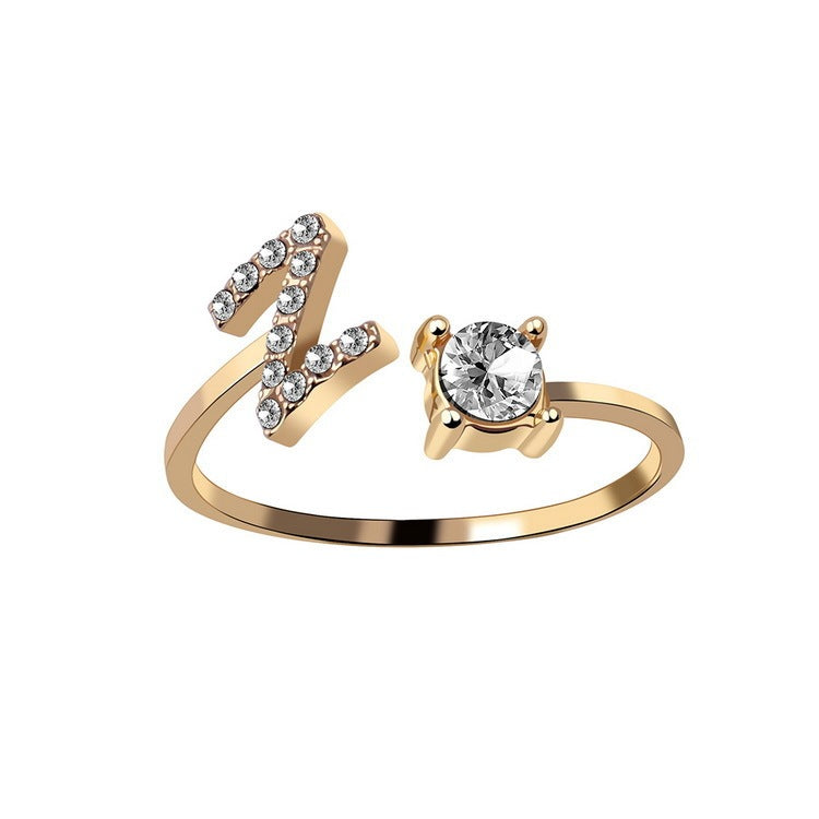 New Design Adjustable 26 Initial Letter Ring Fashion Jewelry For Women Simple Elegant Jewelry El Pazar