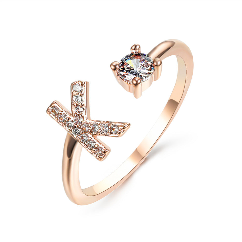 New Design Adjustable 26 Initial Letter Ring Fashion Jewelry For Women Simple Elegant Jewelry El Pazar