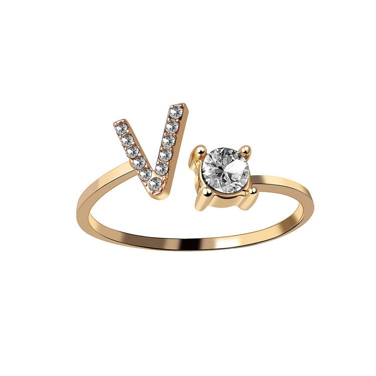 New Design Adjustable 26 Initial Letter Ring Fashion Jewelry For Women Simple Elegant Jewelry El Pazar