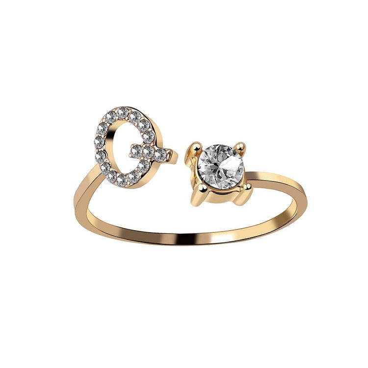 New Design Adjustable 26 Initial Letter Ring Fashion Jewelry For Women Simple Elegant Jewelry El Pazar