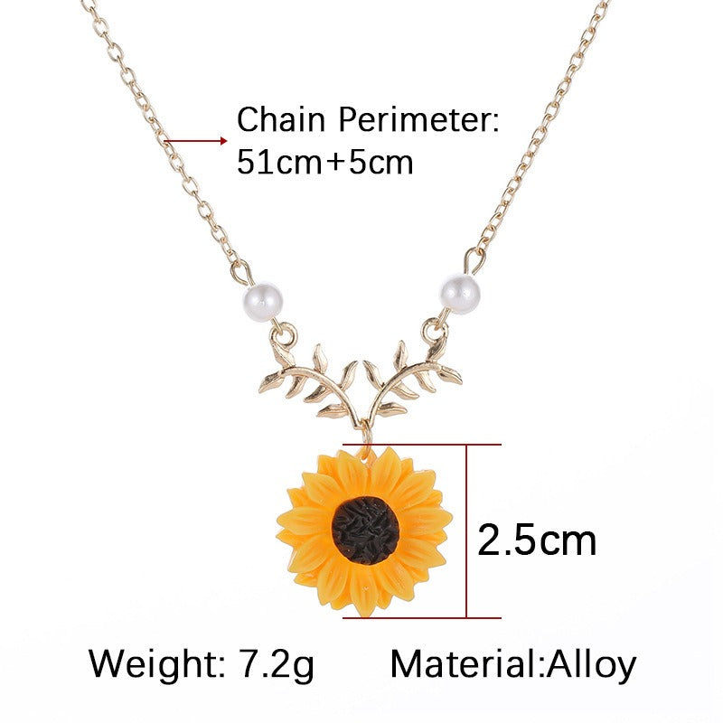 Hot selling necklace, pearl, sunflower necklace, feminine and fashionable sunflower pendant eprolo