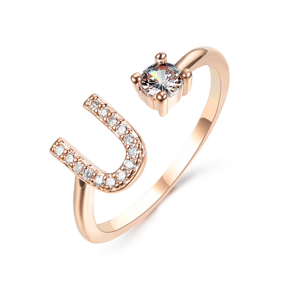 New Design Adjustable 26 Initial Letter Ring Fashion Jewelry For Women Simple Elegant Jewelry El Pazar
