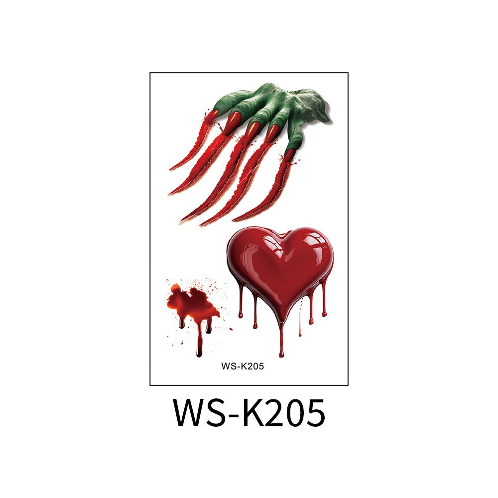 Halloween tattoo sticker simulation bloody scar sticker realistic horror disposable temporary waterproof sticker eprolo
