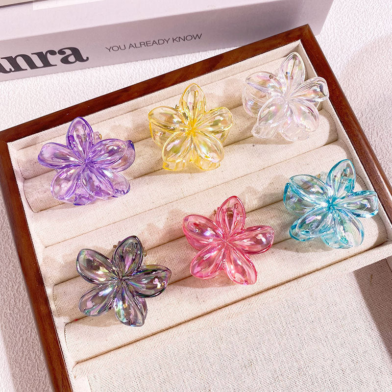 Mini 4CM Plumeria Rubra Grip Electroplated AB Color Bauhinia Barrettes El Pazar
